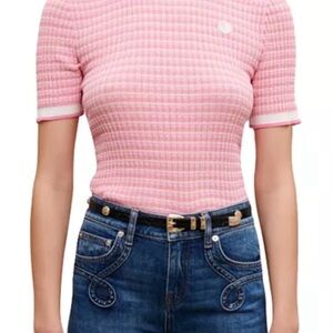 Maje Pink and White Striped Top